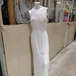 Vintage Off White Breaded Evening Gown